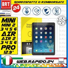 PELLICOLA PER APPLE IPAD MINI / AIR / PRO DA 7,9" FINO 12,9"!IN VETRO TEMPERATO!