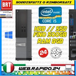 PC COMPUTER FISSO SFF DELL OPTIPLEX 7010 / 9020 CPU I5 RAM 8GB HDD SSD MAX 500GB