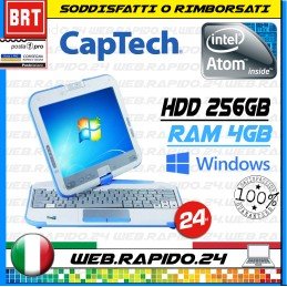 PC NOTEBOOK PORTATILE TOUCH TABLET CAPTECH 10.1 CPU ATOM N450 RAM 2GB HDD 256GB!