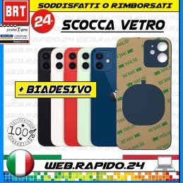 BACK COVER SCOCCA POSTERIORE VETRO+BIADESIVO PER APPLE IPHONE 12 MINI BIG HOLE