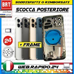 BACK COVER SCOCCA POSTERIORE VETRO+FRAME COMPLETA PER APPLE IPHONE 12 PRO