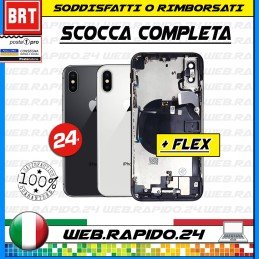 BACK COVER SCOCCA POSTERIORE COMPLETA+FLEX+FRAME PER APPLE IPHONE X TELAIO VETRO