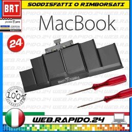 BATTERIA PER APPLE MACBOOK PRO 15" A1494 A1618 A1398 (2013-15) 8440mAh NUOVA!!