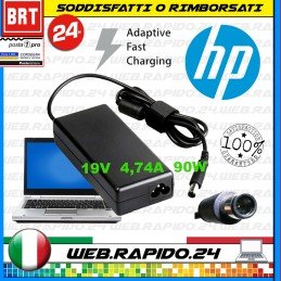 ALIMENTATORE HP ORIGINALE 90W 19V 4.74A COMPAQ ELITEBOOK PROBOOK 5.0X7.4MM 