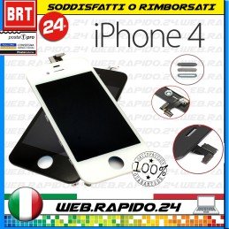 DISPLAY LCD+TOUCH SCREEN+FRAME RETINA PER APPLE IPHONE 4 4G SCHERMO VTERO BIANCO