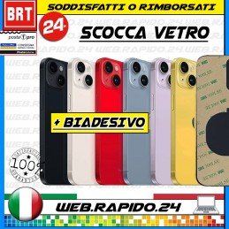 BACK COVER SCOCCA POSTERIORE VETRO+BIADESIVO PER APPLE IPHONE 14 LOGO BIG HOLE