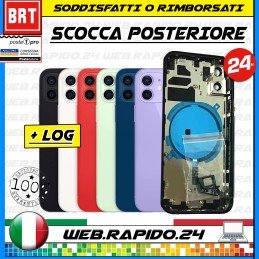 BACK COVER SCOCCA POSTERIORE VETRO+FRAME COMPLETA PER APPLE IPHONE 12 TELAIO