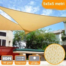 VELA TELO PARASOLE 5X5MT TENDA OMBREGGIANTE GIARDINO IN HDPE BEIGE