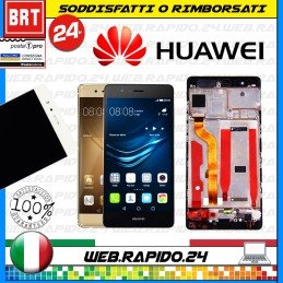 DISPLAY LCD+TOUCH SCREEN+FRAME PER HUAWEI P9 EVA-L09 SCHERMO NERO BIANCO ORO