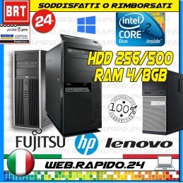 PC DESKTOP FISSO TOWER MIX (DELL,LENOVO,HP) CPU CORE 2 DUO FINO 8GB RAM HDD 500GB 